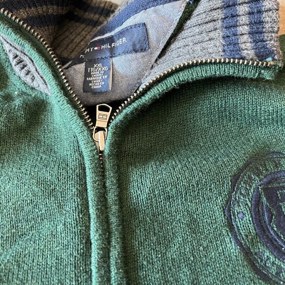 Tommy green zip sweater 2xl - Picture 2 of 3